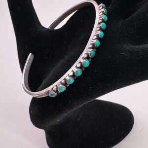 Vintage Navajo American Indian Silver and Turquoise Cuff